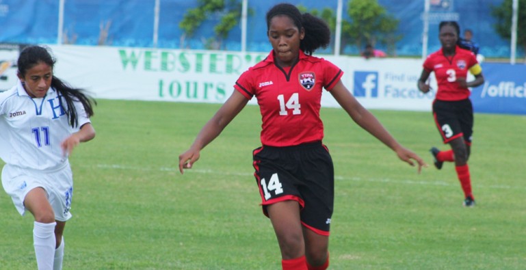 Alexis Fortune in action for T&T at the CONCACAF U-15 Championship.