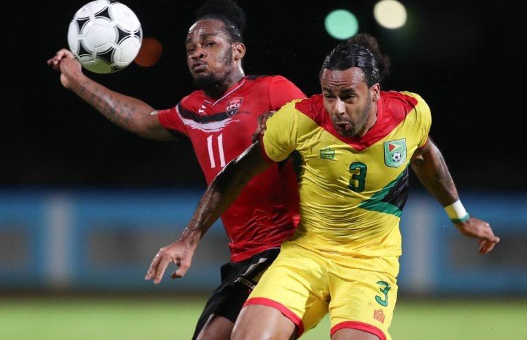 Photo - T&T's striker Neil Benjamin vs Guyana.