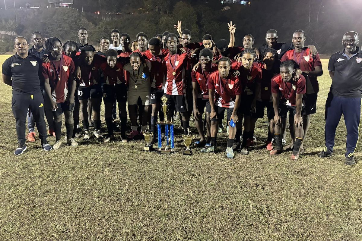 Eagles FC celebrate winning the Moriah Community Builders Football League final at the Moriah Recreation Ground, Tobago on Saturday, May 4th 2024.