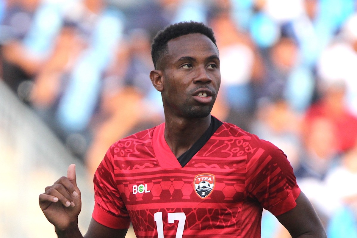 Trinidad and Tobago's Justin Garcia in action during an International Friendly against Guatemala at Subaru Park, Chester, Pennsylvania on June 11th 2023.