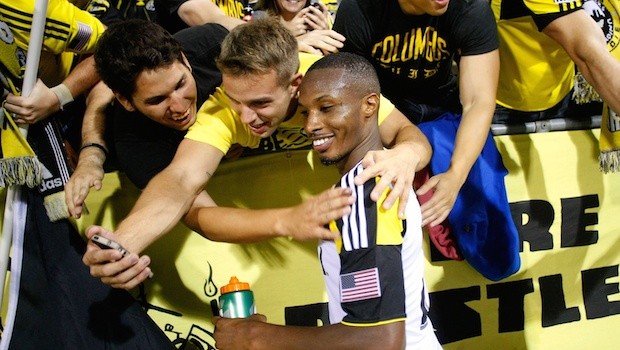 Kevan George with Columbus Crew fans
