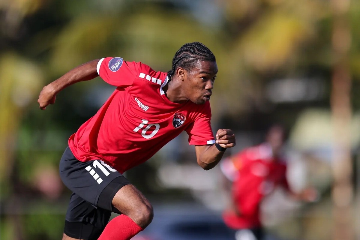 Trinidad and Tobago U-20's Lindell Sween on the go during an International Friendly against Jamaica U-20 at UTT Campus O’Meara, Malabar on Thursday, January 25th 2024.