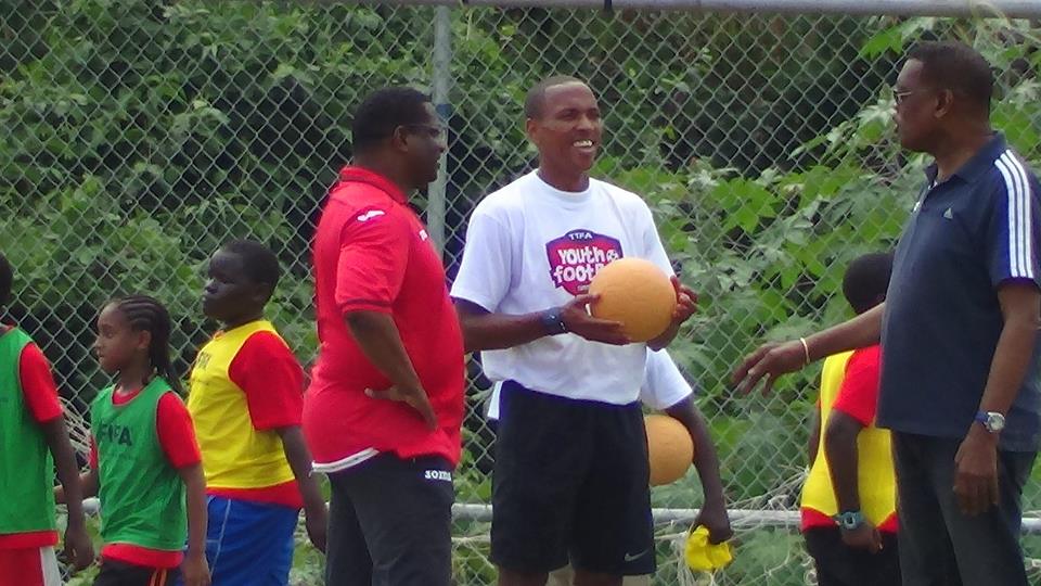 Densill Theobald at TTFA's Youth Clinic Morvant