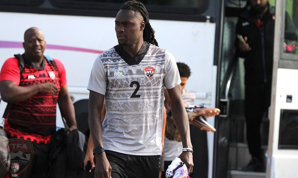 Defender Aubrey David heads to a training session on Monday during the Soca Warriors’ live-in camp in Boca Raton, Fort Lauderdale, Florida, USA ahead of tomorrow’s clash with the Bahamas in Group C of the CONCACAF Nations League.  TTFA Media