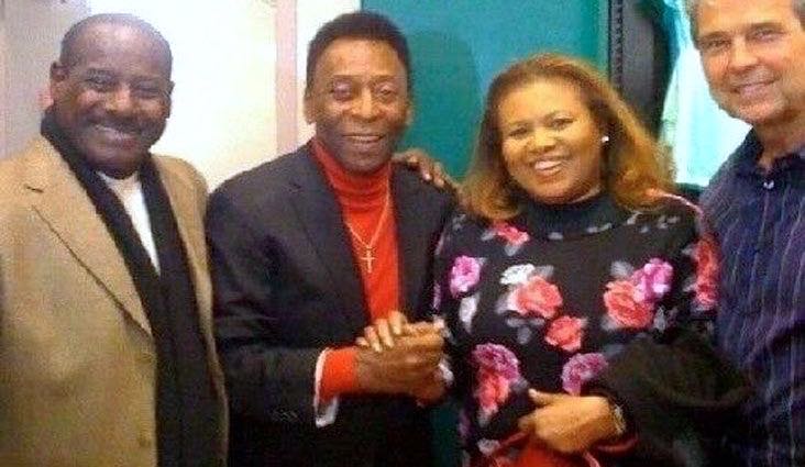 OLD COMPEITORS AND FRIENDS: Everald “Gally” Cummings, left, and Pelé.