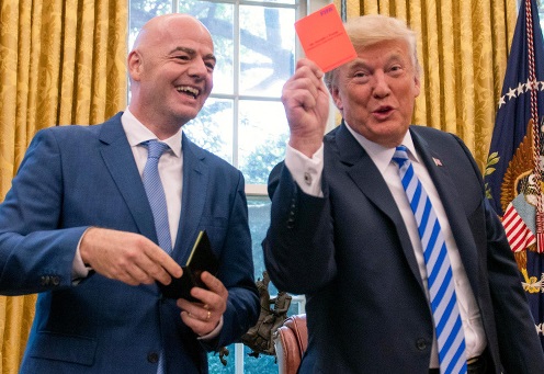 Photo: United States president Donald Trump (right) and Fifa president Gianni Infantino fool around in the White House.