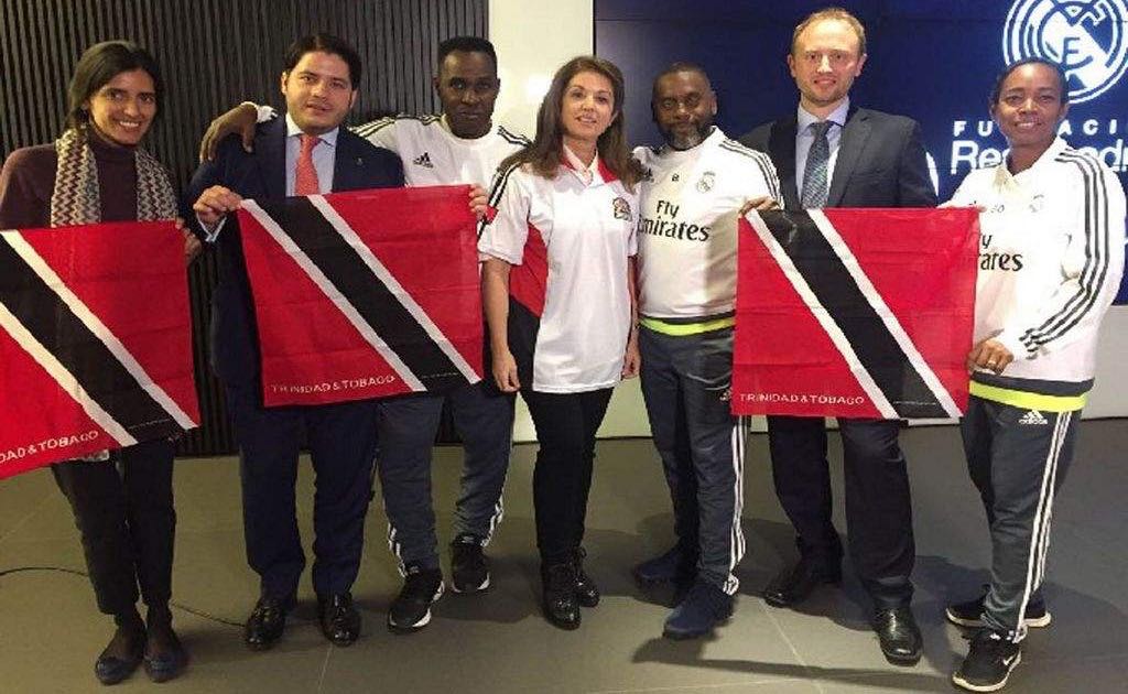 COURSE COMPLETE: From left, Anne Lise Bayo, America Project Officer Real Madrid Foundation (RMF); Mateo Figueroa, America Area Manager RMF; Ron La Forest, Ron La Forest Soccer Academy; Rosa Roncal, International Manager RMF; Clint Marcelle, Clint Marcelle Football Academy; David Gil, International Manager of Football and Training RMF; and Kathy Marcelle, Clint Marcelle Football Academy.