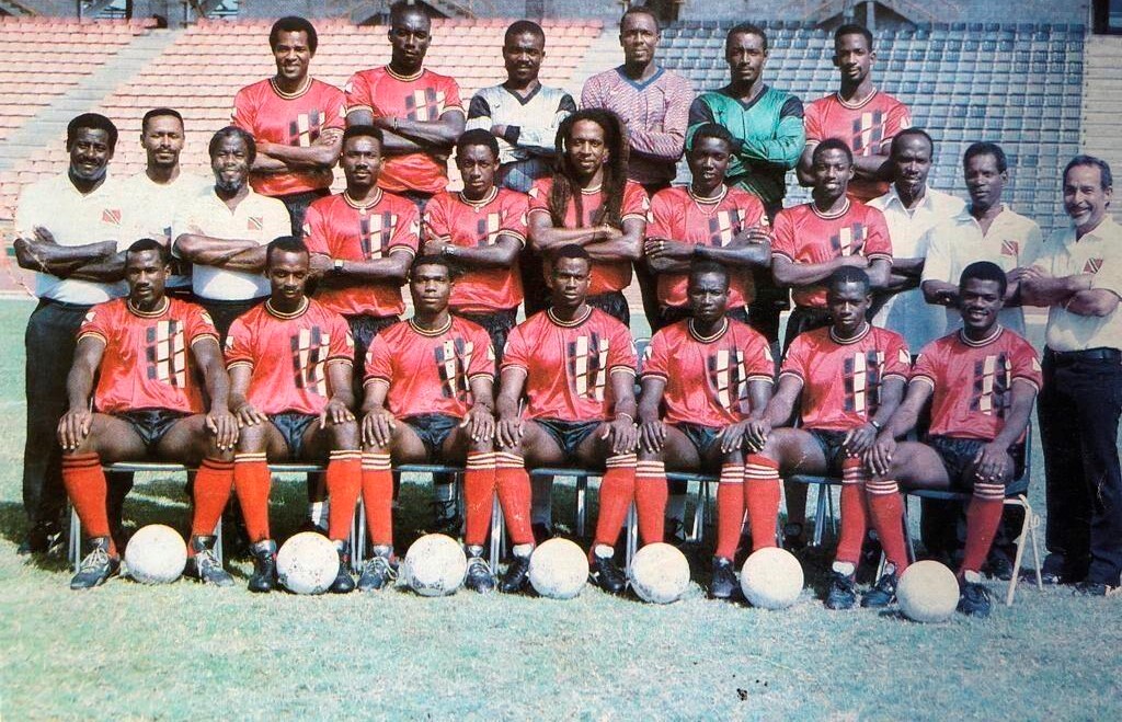 FLASHBACK: This 1989 Trinidad and Tobago Strike Squad photo shows trainer Ken Henry, second from right, middle row, next to deceased manager, and ex-Trinidad and Tobago Football Federation president, Oliver Camps, at right.