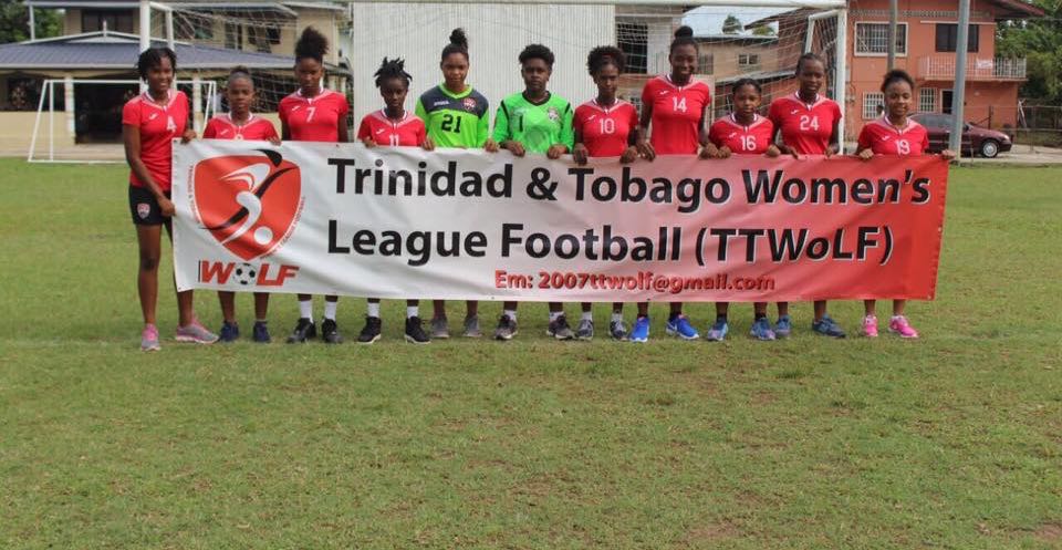 Members of the T&T Under 17 Women’s Team at the opening of the Women’s League 2017.