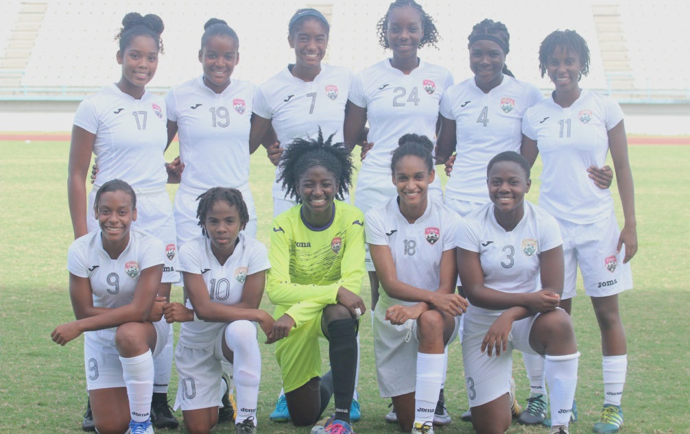 T&T’s Under 20 Women’s team prior to last weekend’s warm up with the Senior Women.Photo/TTFA Media