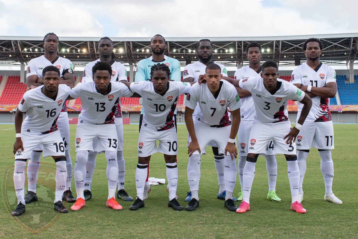 Trinidad and Tobago pose for a team photo before facing Bahamas in a World Cup Qualifier at the Thomas A. Robinson Stadium on Saturday, June 5th 2021