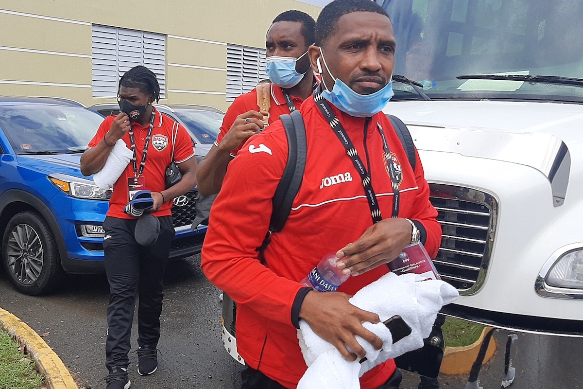 Andre Boucaud arrives with teammates at the Mayagüez Athletics Stadium, Mayagüez, Puerto Rico on March 28th 2021