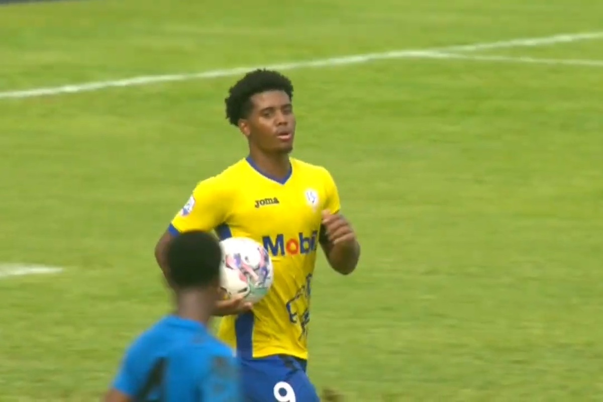 Presentation College San Fernando Captain Caleb Boyce after scoring his second goal against Malick Secondary at the Auto Boldon Stadium on Saturday, September 17th 2022.