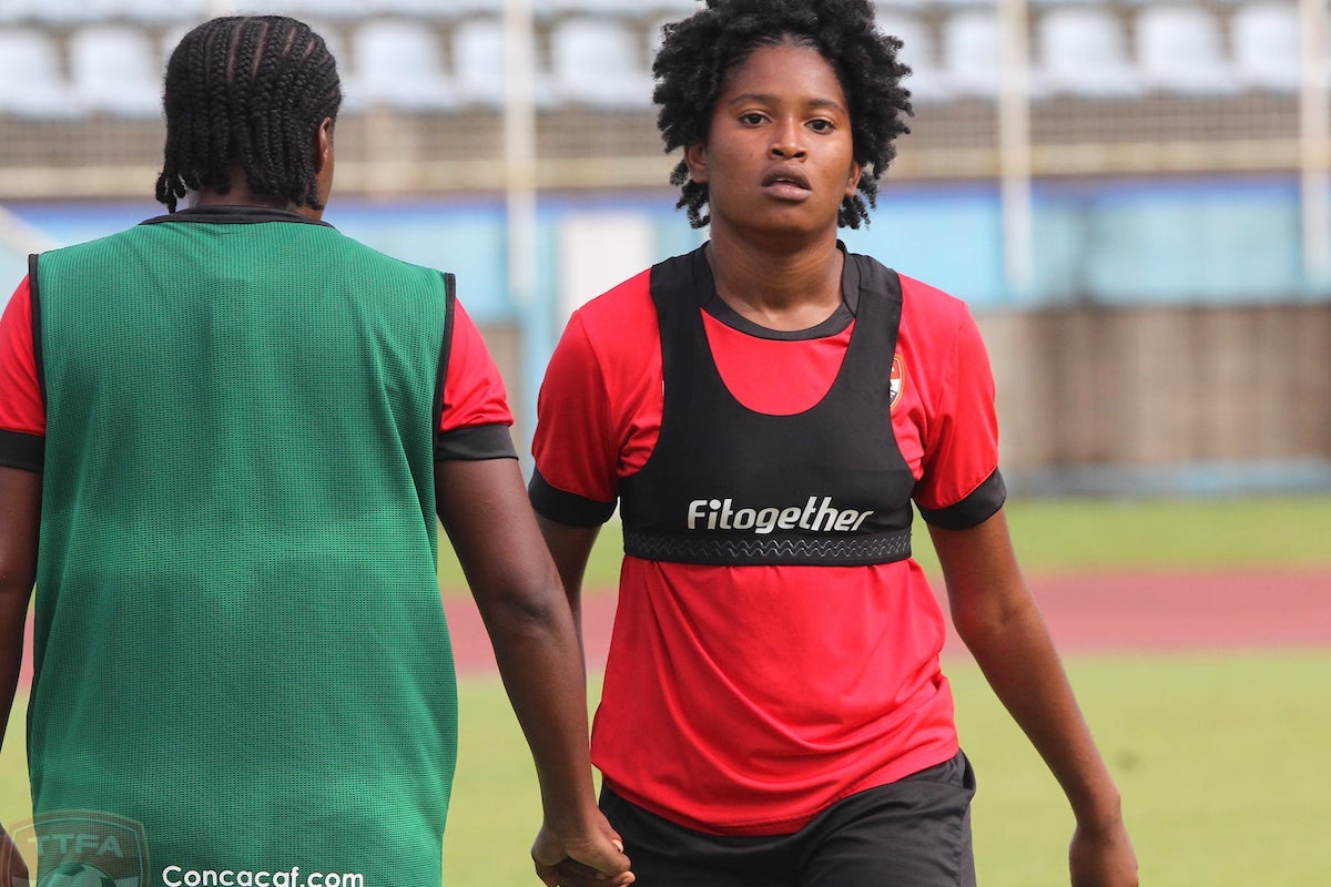 Afiyah Cornwall during a Trinidad and Tobago Women's Senior Team \training session at the Ato Boldon Stadium, Couva on Wednesday, September 15th 2021.