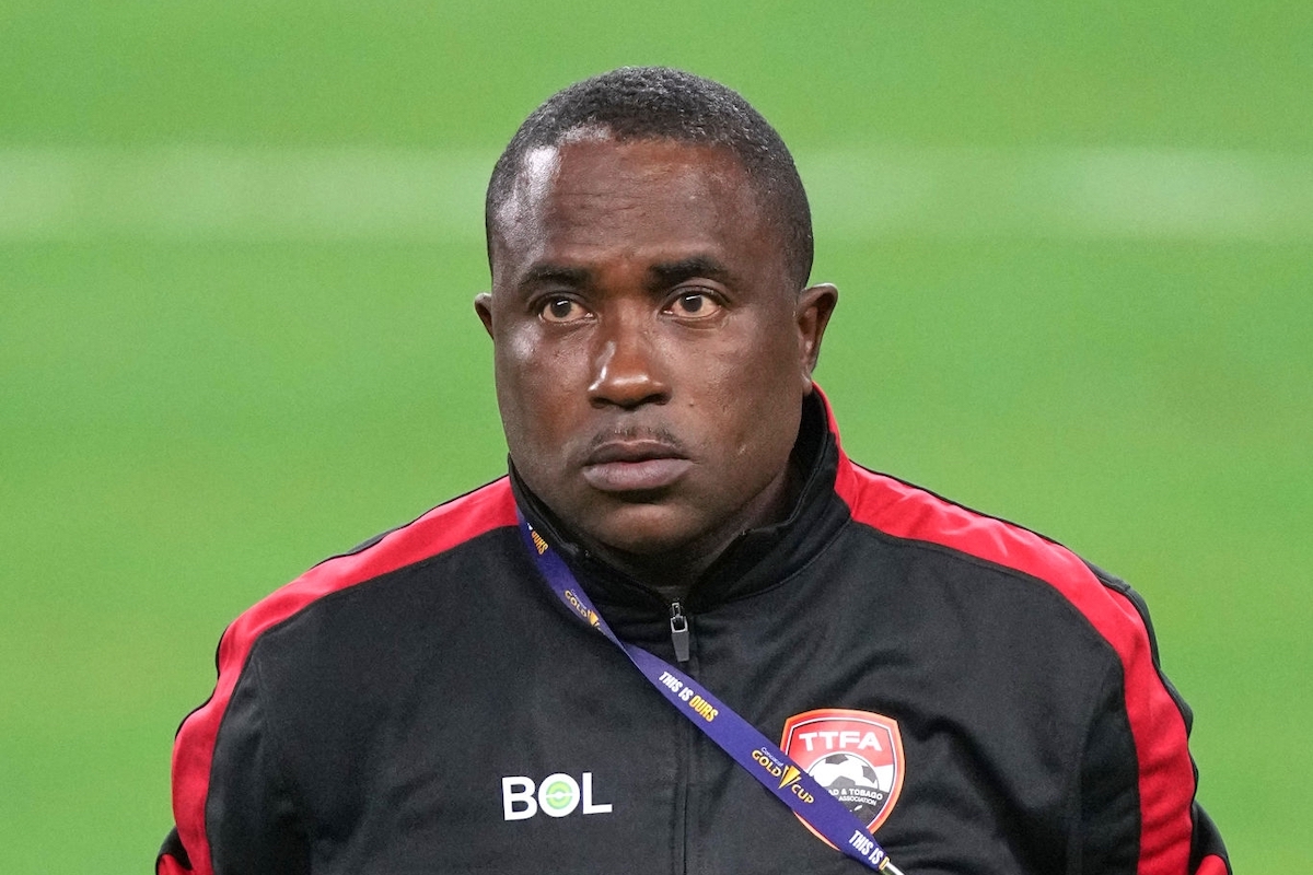 Trindad and Tobago head coach Angus Eve looks on in action during a CONCACAF Gold Cup group stage match between Mexico and Trinidad & Tobago on July 10, 2021 at AT&T Stadium in Arlington, TX. (Photo by Robin Alam/Icon Sportswire via Getty Images)