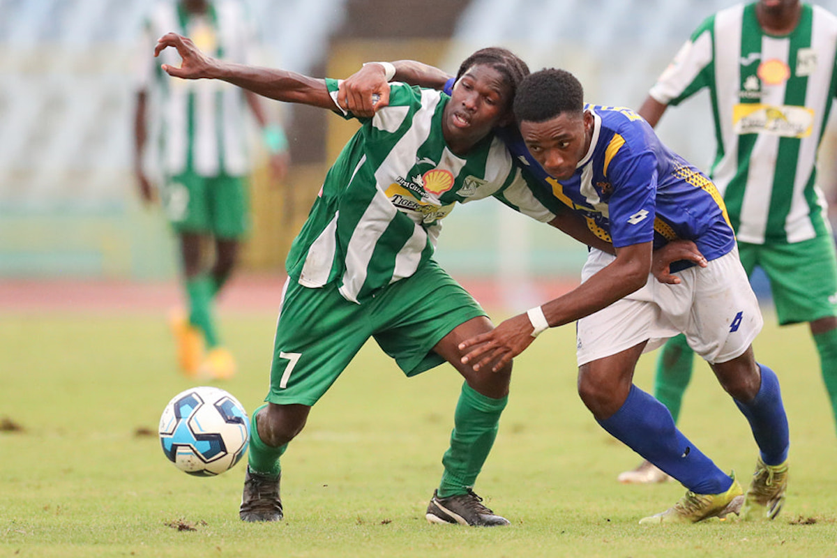 Action between Fatima College and San Juan North Secondary during a SSFL Premier Division Semi final at Hasely Crawford Stadium on October 22nd 2022.