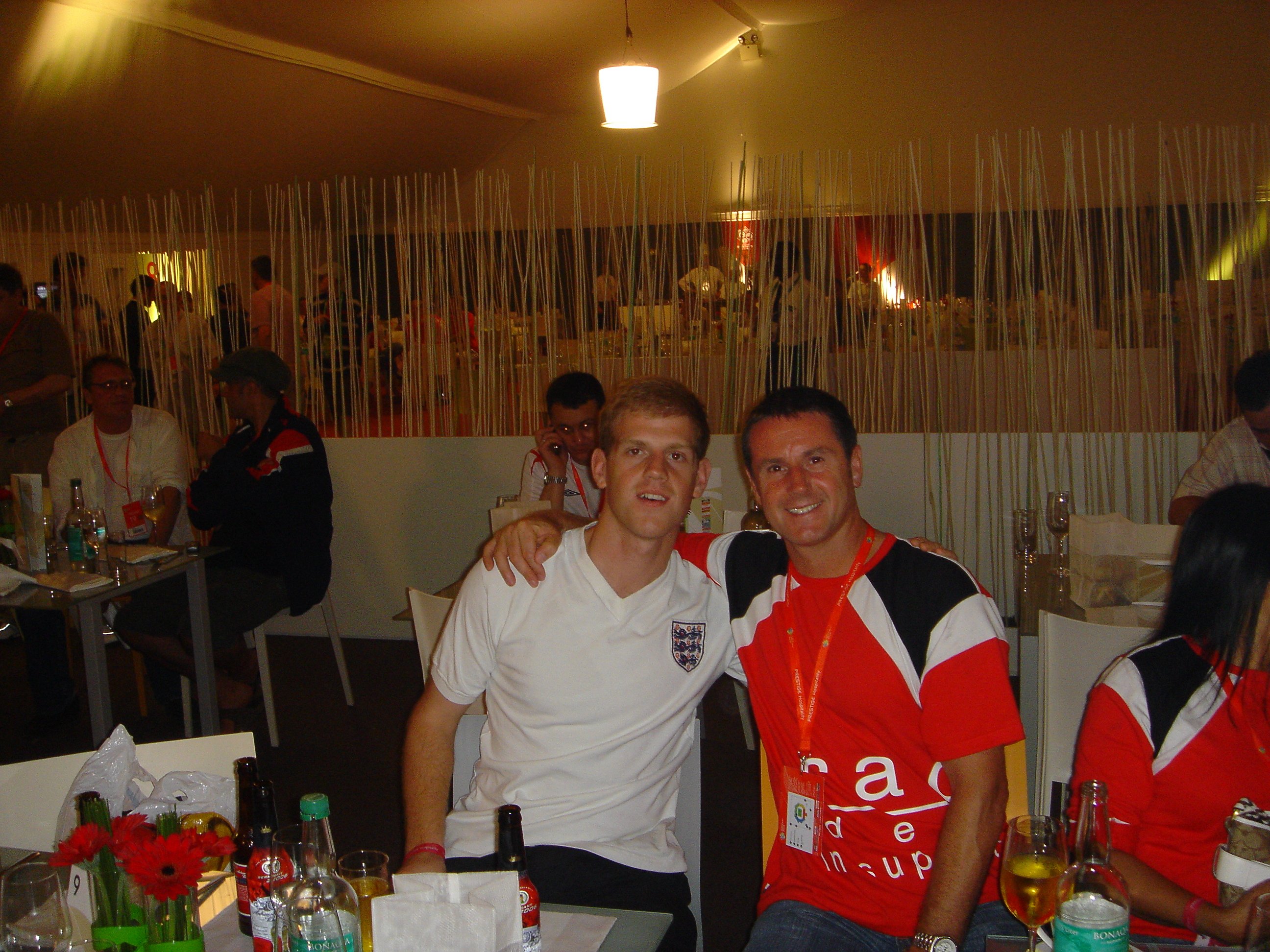 From Left: George Fenwick sport his England shirt while his father Terry sport his Soca Warriors shirt during the England vs Trinidad and Tobago WC game in Germany 2006.