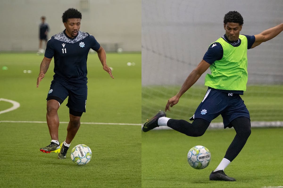 Akeem Garcia (left) and Andre Rampersad (right) pictured at the BMO Soccer Centre on March 7, 2022. - contributed by Trevor MacMillan with HFX Wanderers FC