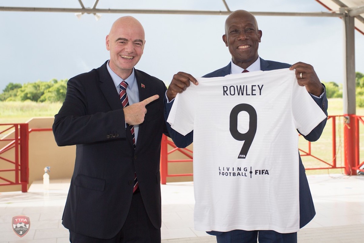 FIFA President Gianni Infantino and Prime Minister Keith Rowley at the opening of the Home of Football