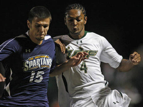 #4 Javed Mohammed in the University of South Florida colors.