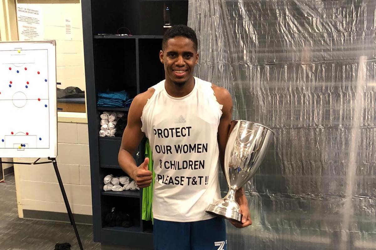 Seattle Sounders FC's Joevin Jones with the 2020 MLS Western Conference Championship trophy after an epic come-from-behind 3-2 win over Minnesota United.
