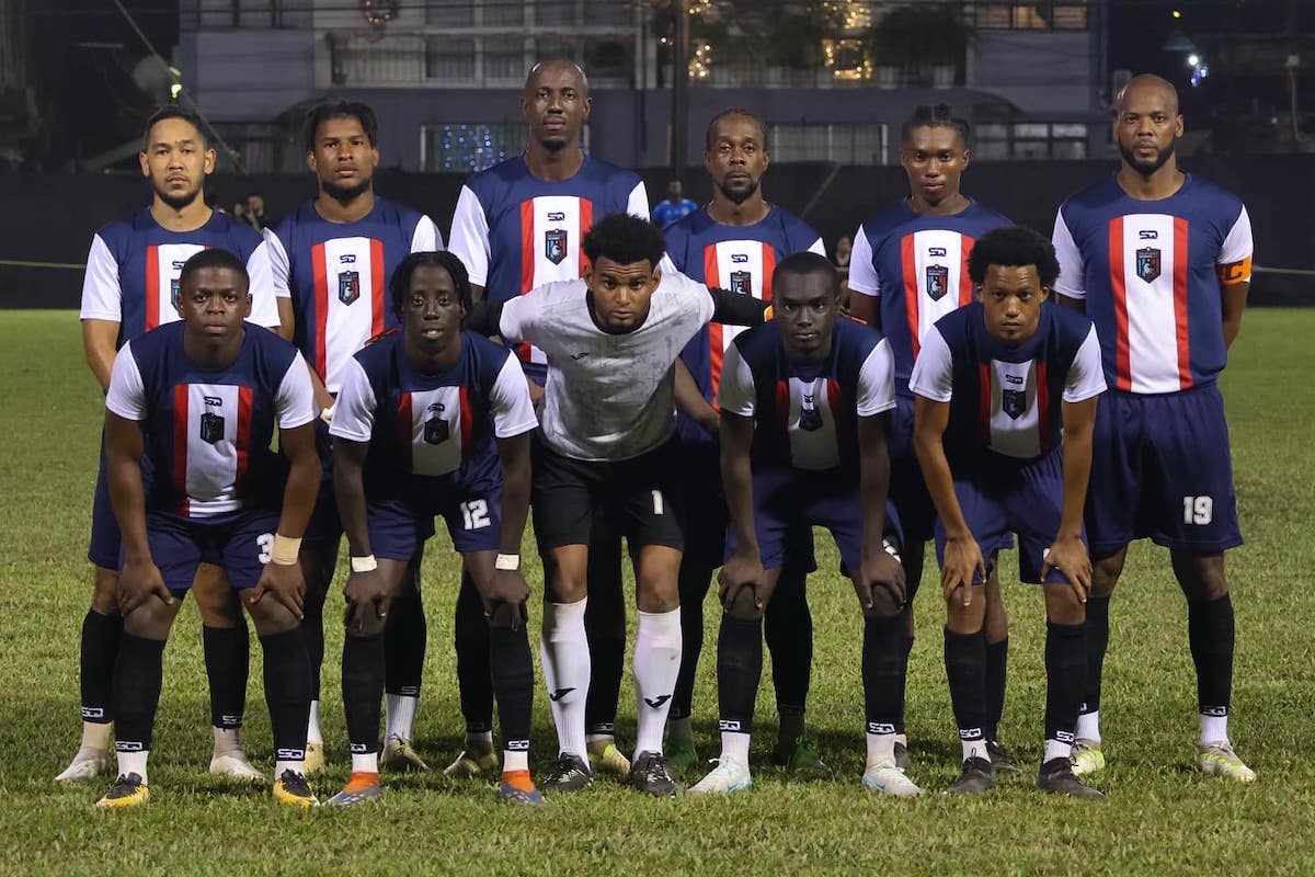 Caledonia's starting eleven prior to a TTPFL match againstAC Port of Spain at Ken Cooke Ground, Police Barracks, St. James on Sunday, December 15th 2024.