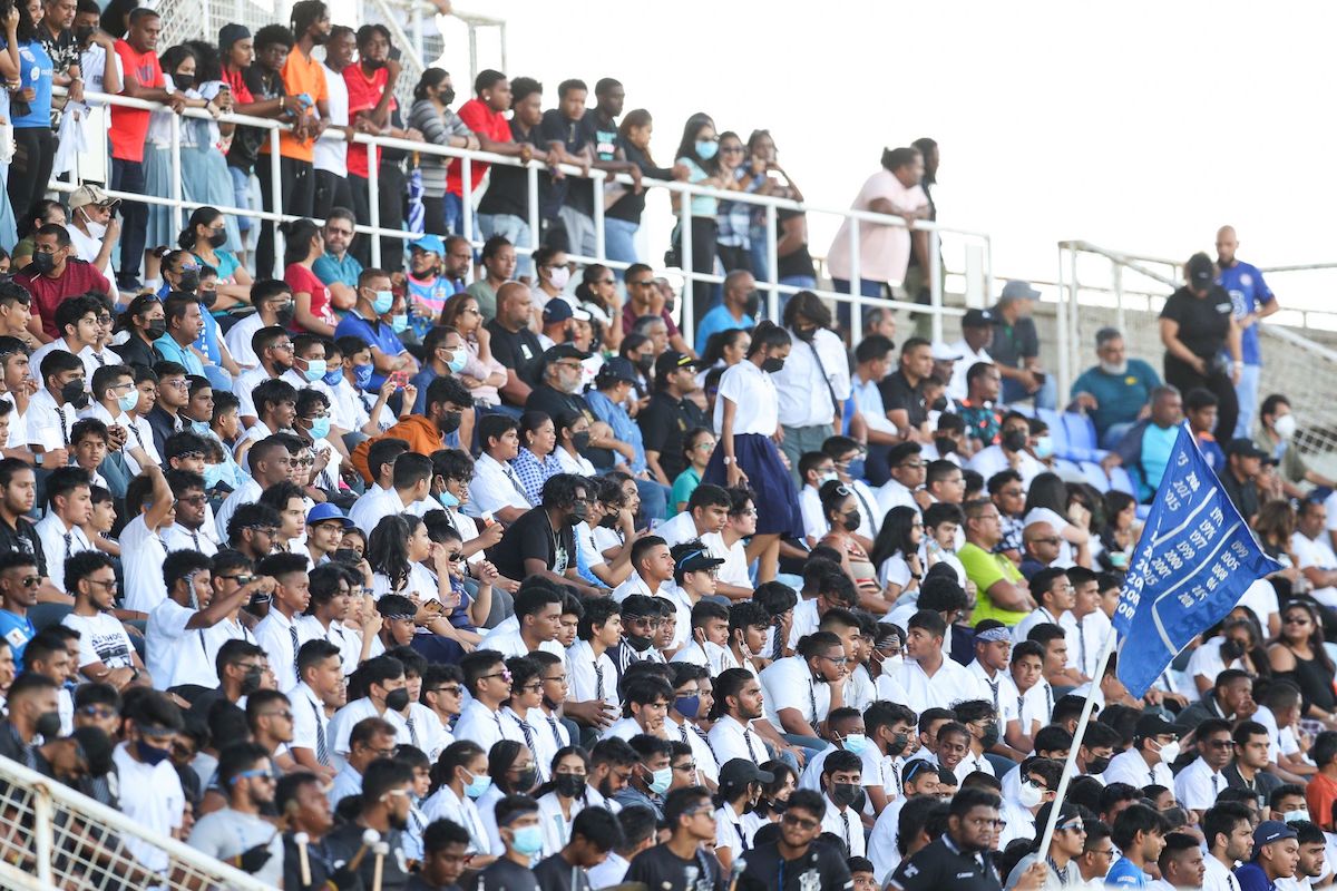 Students of Naparima College came out in their numbers to support their school during the Secondary School Football League match between Naparima College and Presentation College San Fernando at the Ato Boldon Stadium in Balmain, Couva, last Friday, September 9th 20222. Presentation College won 3-2 on penalties after 1-1 in regulation time. 