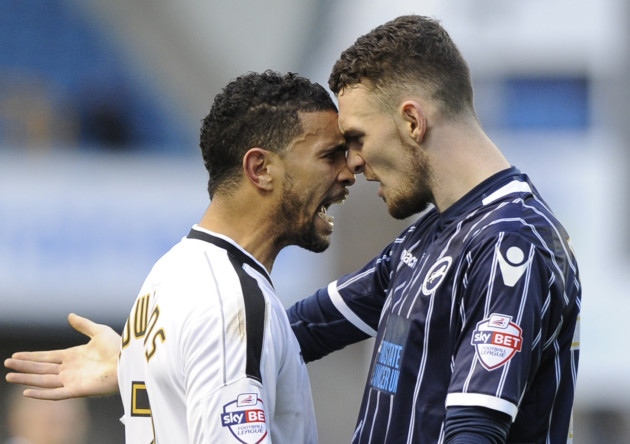 Things turn ugly between Millwall's Scott Malone and Carlos Edwards at The New Den.