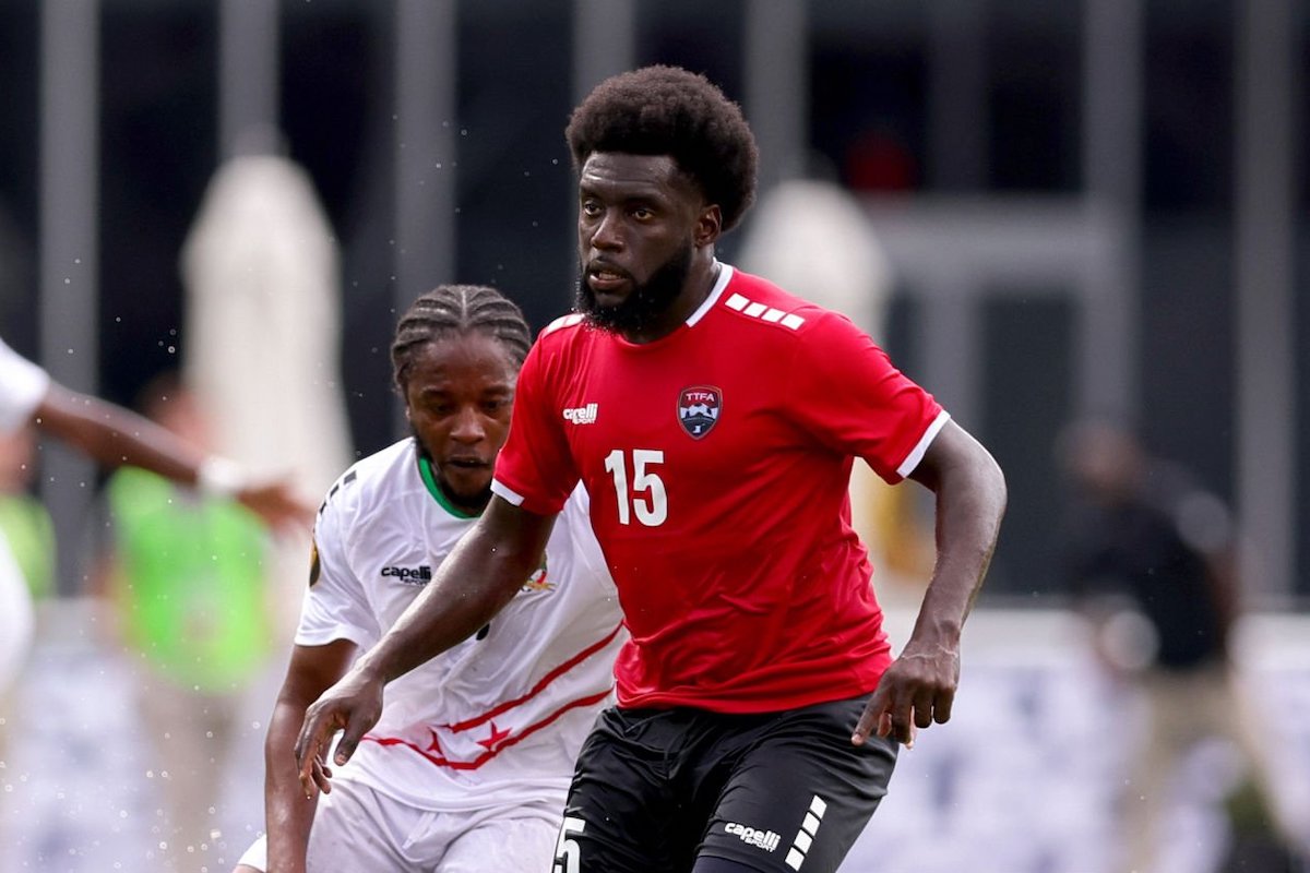 Neveal Hackshaw #15 of Trinidad and Tobago controls the ball against the Saint Kitts and Nevis during the first half at DRV PNK Stadium on June 25, 2023 in Fort Lauderdale, Florida. (Photo by Megan Briggs/Getty Images)