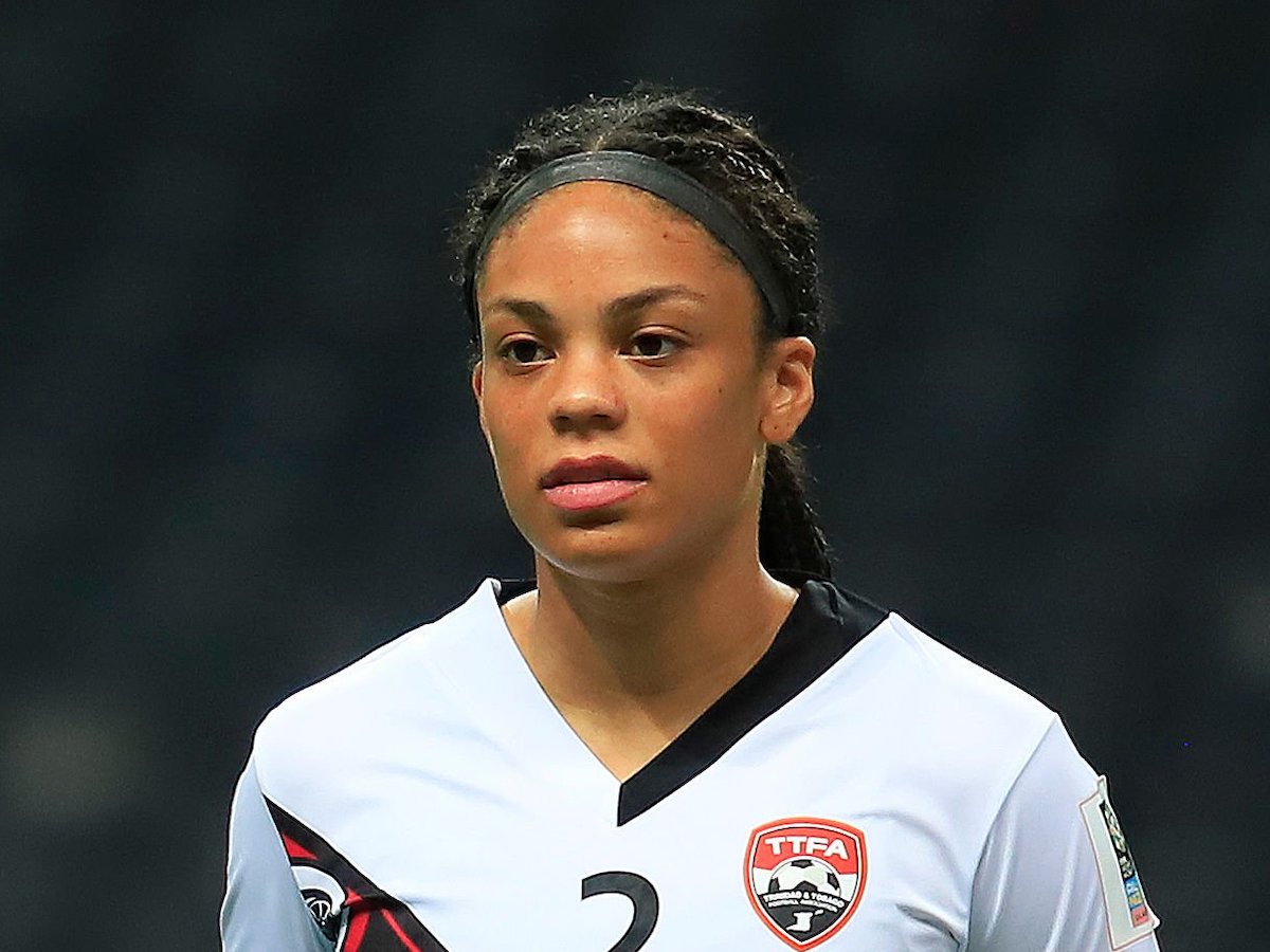  Chelsi Jadoo of Trinidad & Tobago looks on prior to the match between Canada and Trinidad & Tobago as part of the 2022 Concacaf W Championship at BBVA Stadium on July 5, 2022 in Monterrey, Mexico. (Photo by Alfredo Lopez/Jam Media/Getty Images)