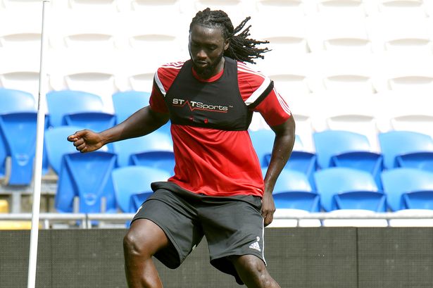 Kenwyne Jones during a Cardiff City open training session