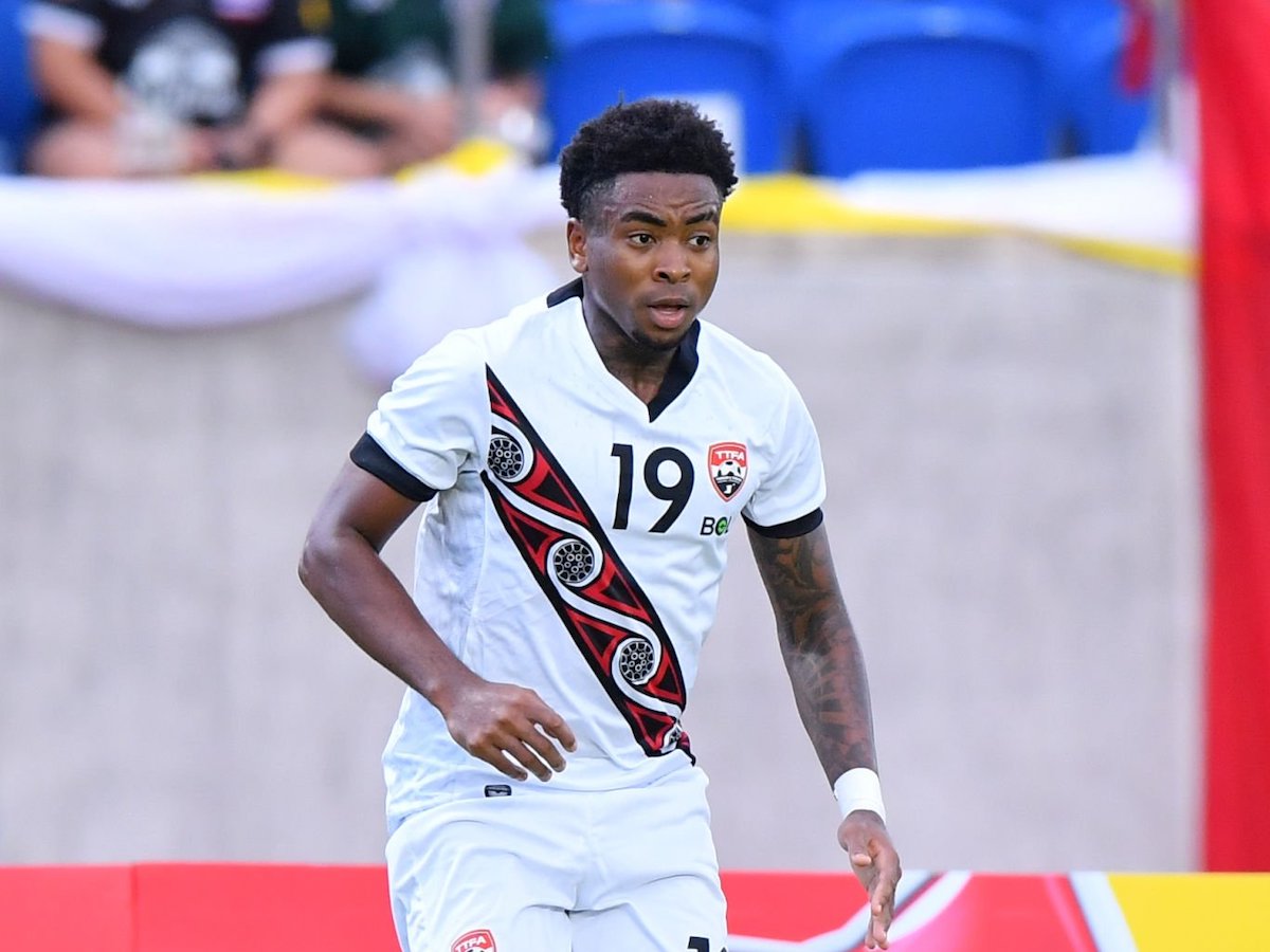 Keston Julien #19 of Trinidad and Tobago in action during the international friendly match between Thailand and Trinidad and Tobago at 700th Anniversary Stadium on September 25, 2022 in Chiang Mai, Thailand. (Photo by Supakit Wisetanuphong/MB Media/Getty Images)