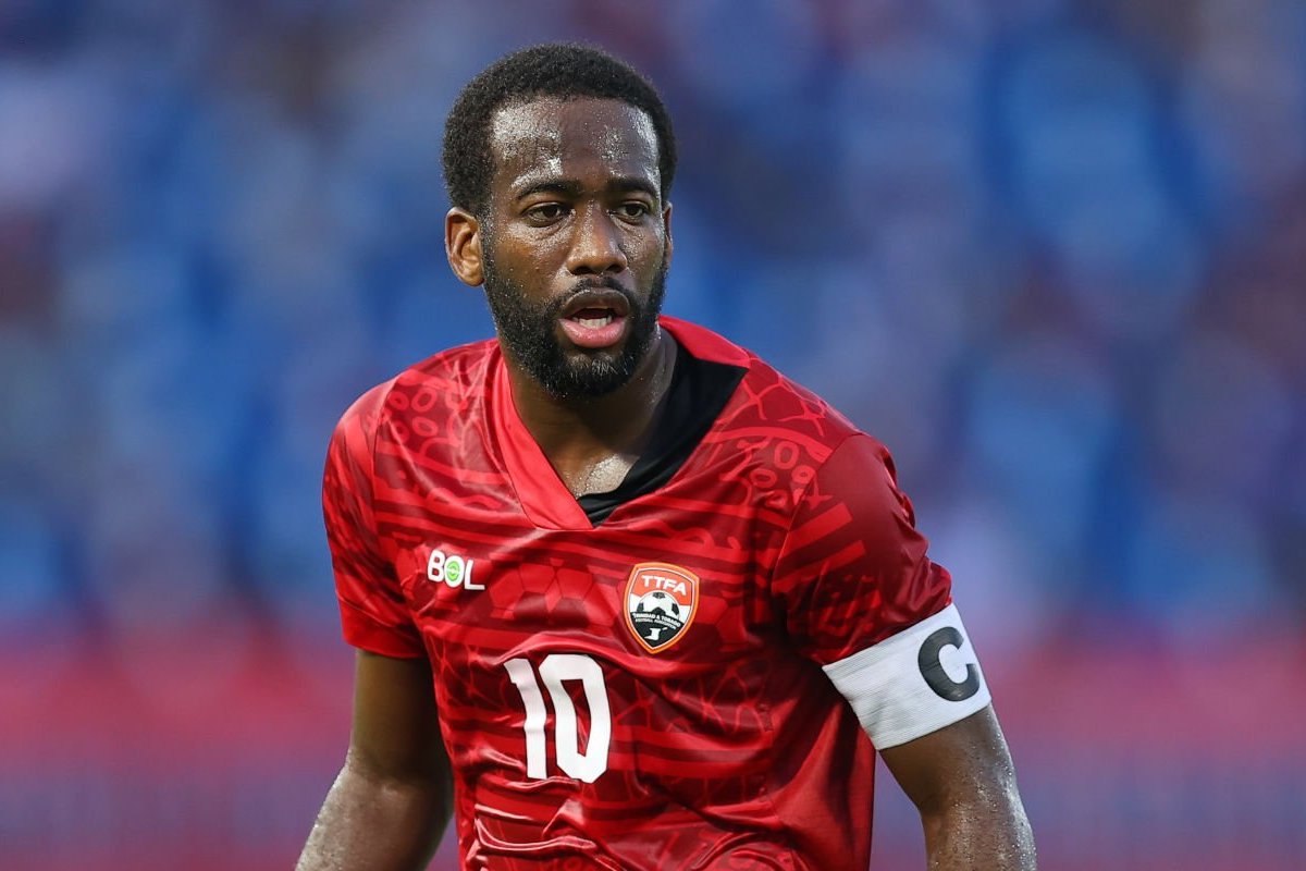 Kevin Molino of Trinidad and Tobago in action during the international friendly match between Trinidad and Tobago and Tajikistan at 700th Anniversary Stadium on September 22, 2022 in Chiang Mai, Thailand. (Photo by Pakawich Damrongkiattisak/Getty Images)