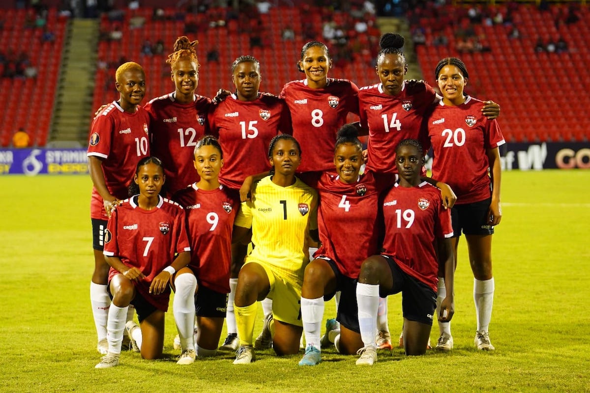 Trinidad and Tobago Women's starting XI pose for a team photo before a Concacaf Women's Gold Cup Qualifying match against Puerto Rico at the Hasely Crawford Stadium, Port of Spain on Friday, October 27th 2023.