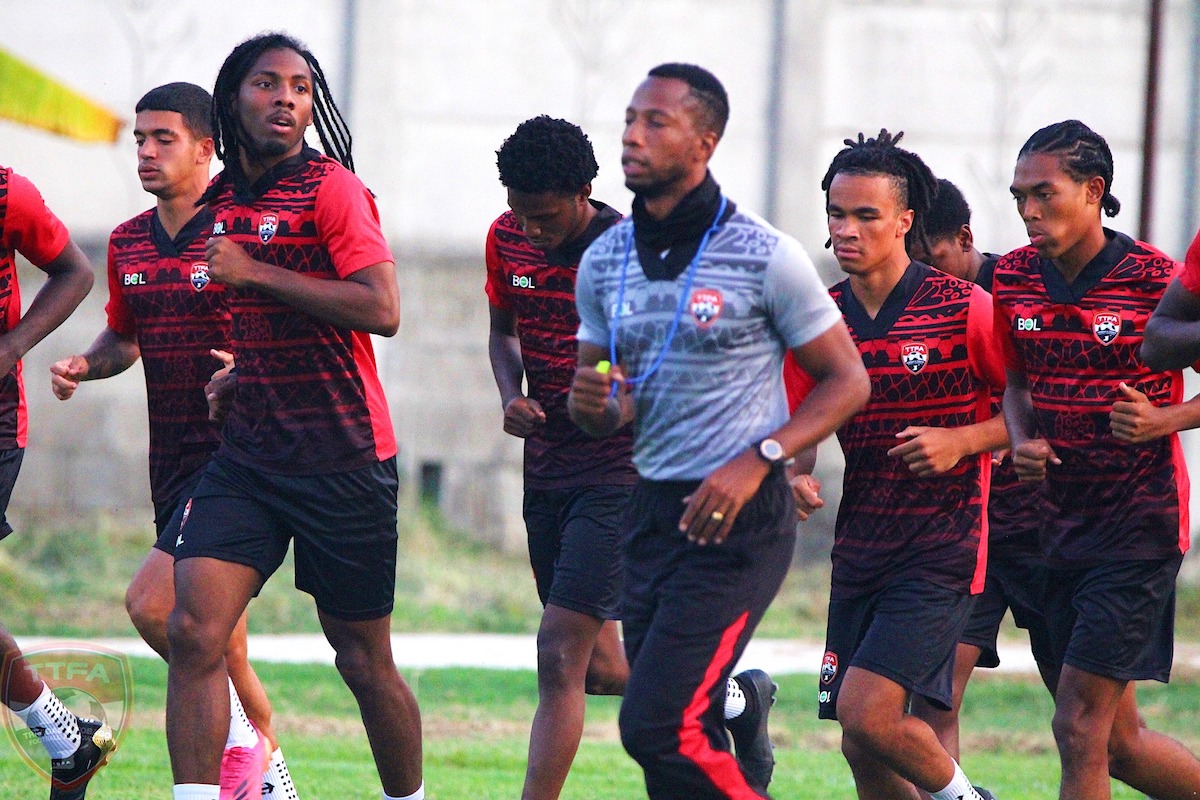 T&T’s Under-20 footballers run during a training session yesterday ahead of their opening match against Haiti today in the Concacaf Men’s U-20 Championship at the Francisco Morazan Stadium, San Pedro Sula, Honduras Sunday from 6 pm.