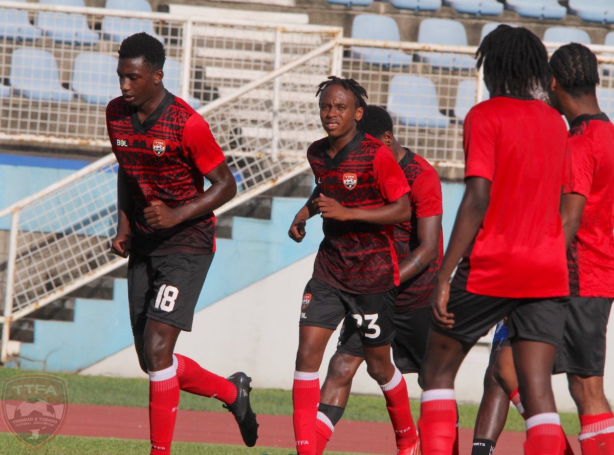Trinidad and Tobago Men's U-20 in action during a training match against Defence Force on Monday May 23rd 2022