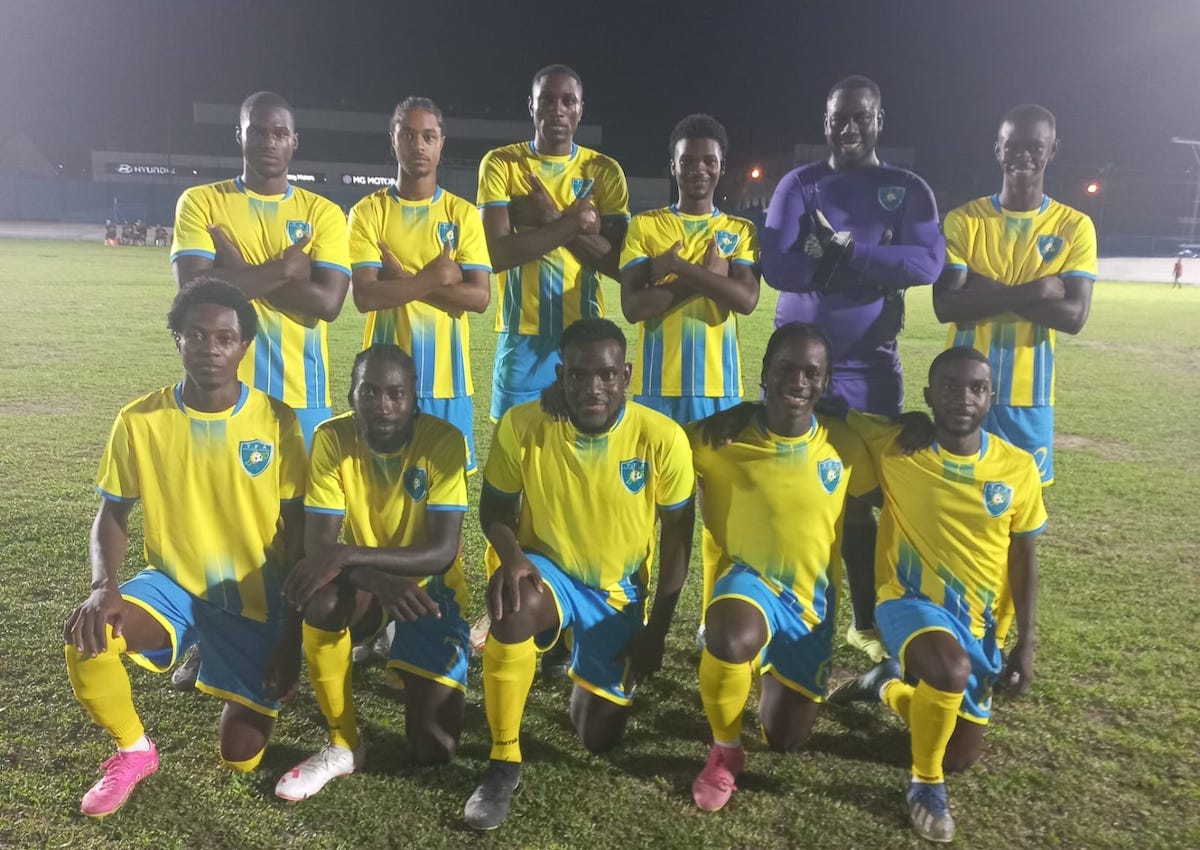 Tobago's starting X1 pose for a team photo before facing Moruga Samba Youths in the San Fernando Mayors' Cup at Skinner Park, San Fernando on Friday, April 5th 2024.
