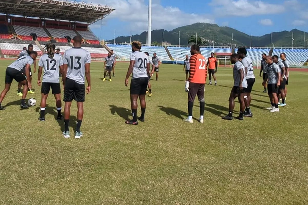 WARMING UP: National senior team players at a training session at the Hasely Crawford Stadium, Mucurapo, Wednesday, January 11th 2023.