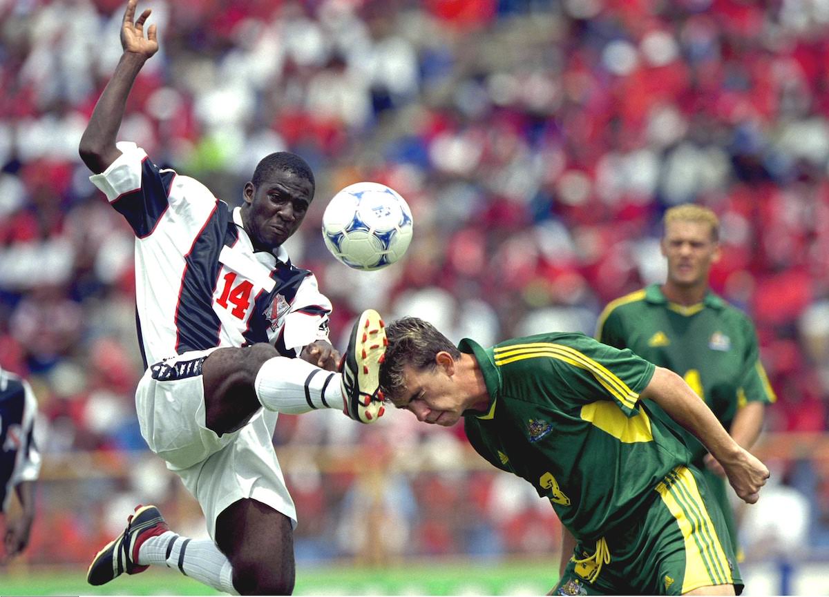 Football FIFA U-17 World Championship Trinidad and Tobago 2001, group A, Australia vs Trinidad and Tobago, Hasely Crawford Stadium, Port of Spain, September 16th 2001. Australia's Matthew Hunter is challenged by Trinidad and Tobago's Andre Alexis. Mandatory Credit: Action Images /John Sibley