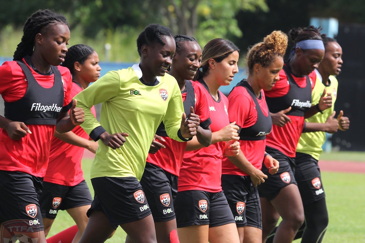 Trinidad and Tobago Women's Senior Team during a training session at the Ato Boldon Stadium, Couva on Wednesday, September 15th 2021.