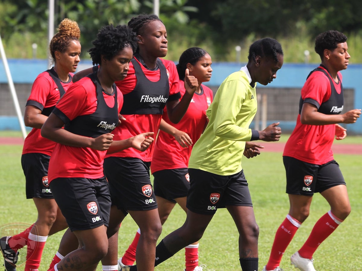Trinidad and Tobago Women's team during a training session at the Ato Boldon Stadium, Couva on Wednesday, September 15th 2021.