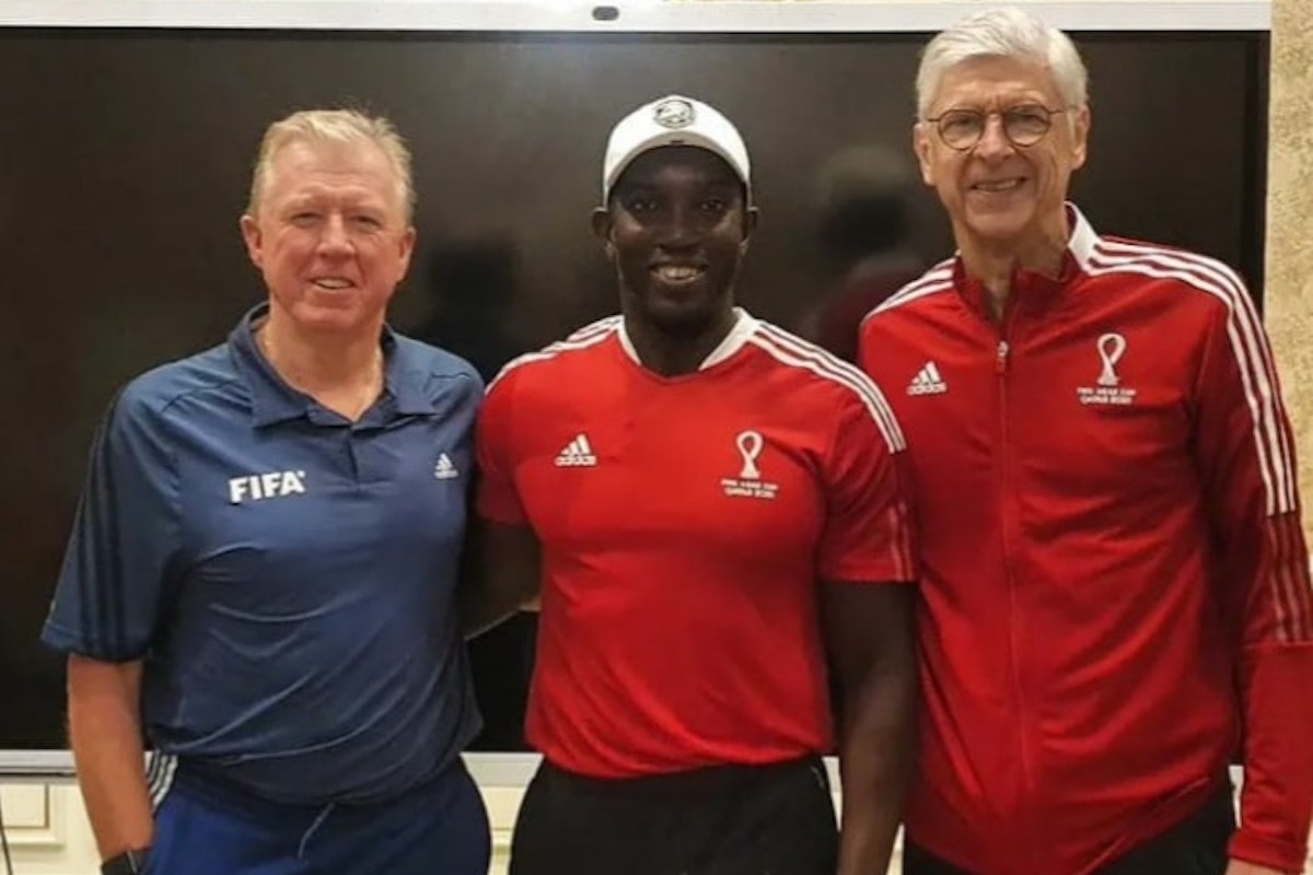 L-R: Steve McLaren, Dwight Yorke, and Arsene Wenger of the Technical Study Group at the FIFA Arab Cup 2021.
